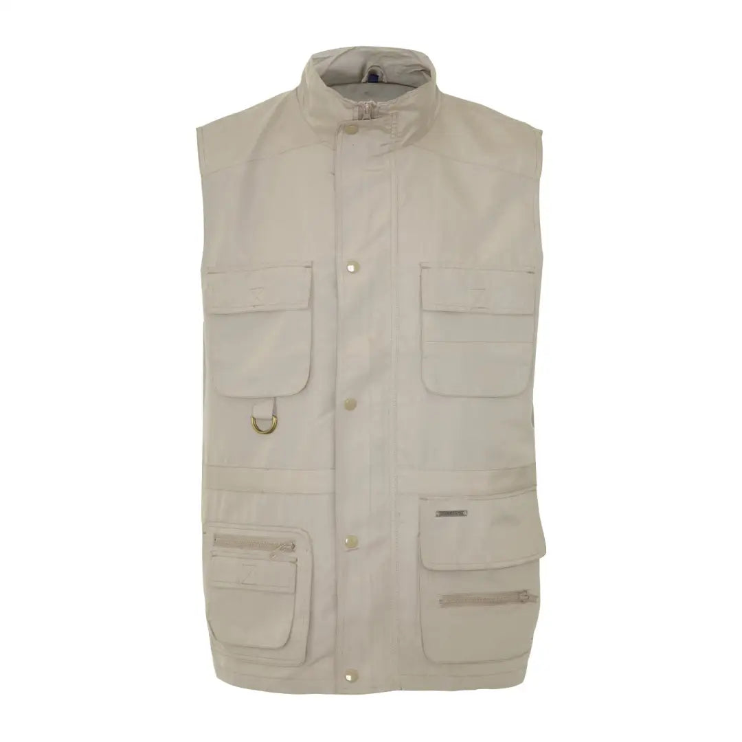 Beige Champion Windermere Gilet featuring a high collar and multiple pockets