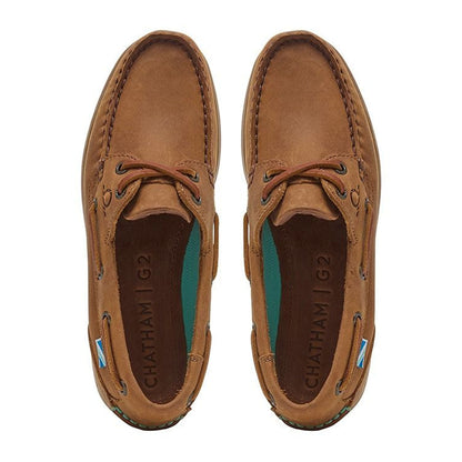 Brown leather boat shoes from Chatham Deck Lady II, perfect for country clothing style