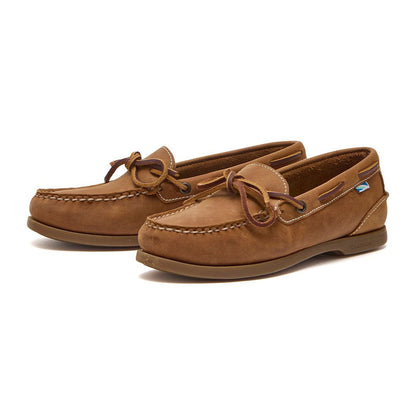 Pair of brown leather boat shoes, perfect premium nubuck deck shoes for country clothing