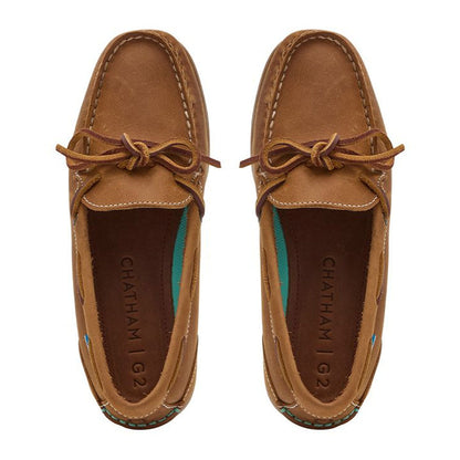 Pair of brown leather boat shoes from Chatham Olivia, perfect premium nubuck deck shoes