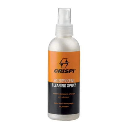 Crispi Antibacterial Cleaning Spray with orange and black label for Crispi Waterproofing