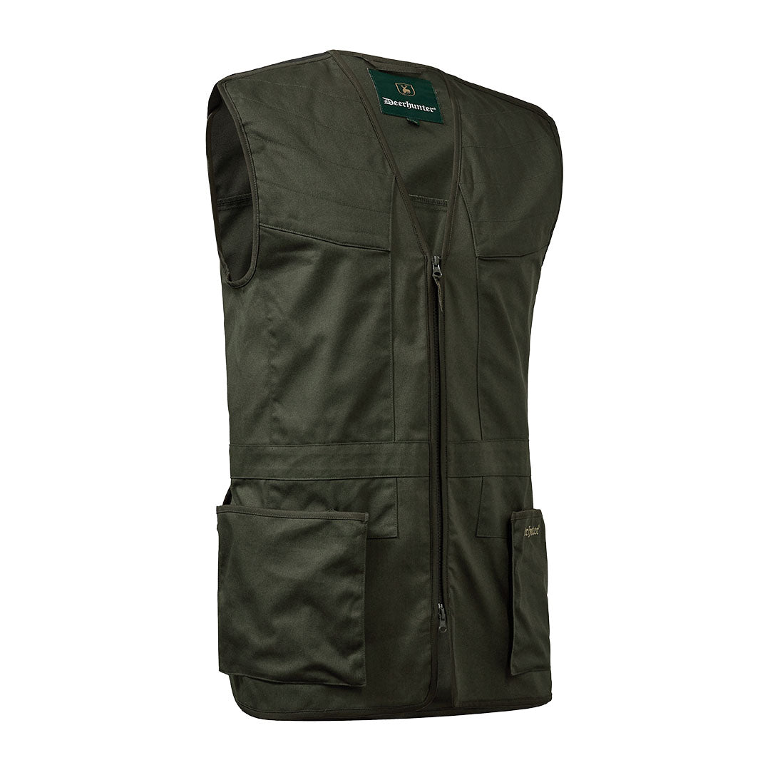 Olive green Deerhunter Atlas Shooting Waistcoat perfect for hunting and outdoor adventures