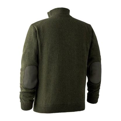 Olive green Carlisle Knit sweater with elbow patches from Deerhunter Carlisle collection