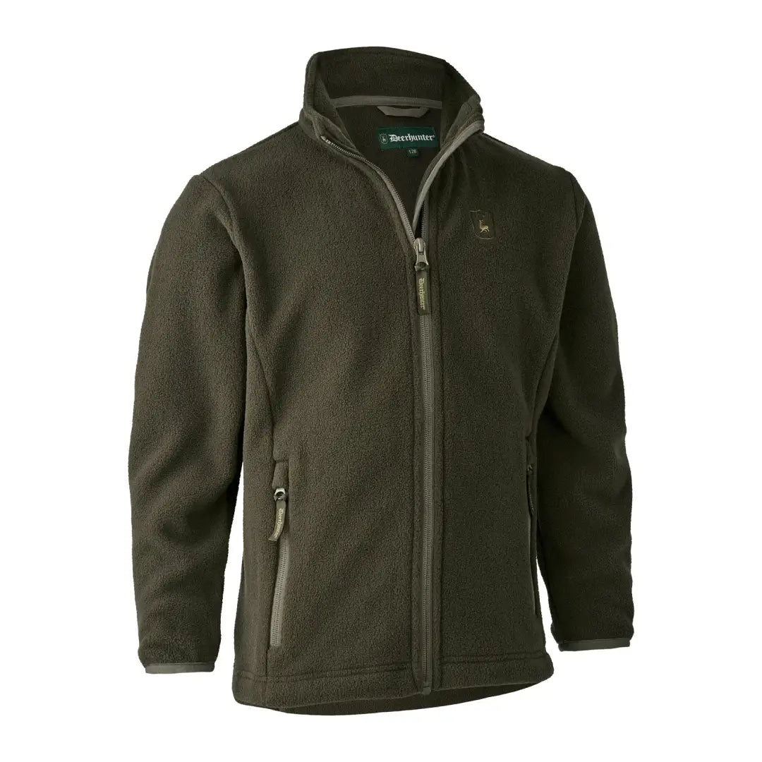 Dark green Deerhunter Childrens Chasse Fleece Jacket with zipper and side pockets