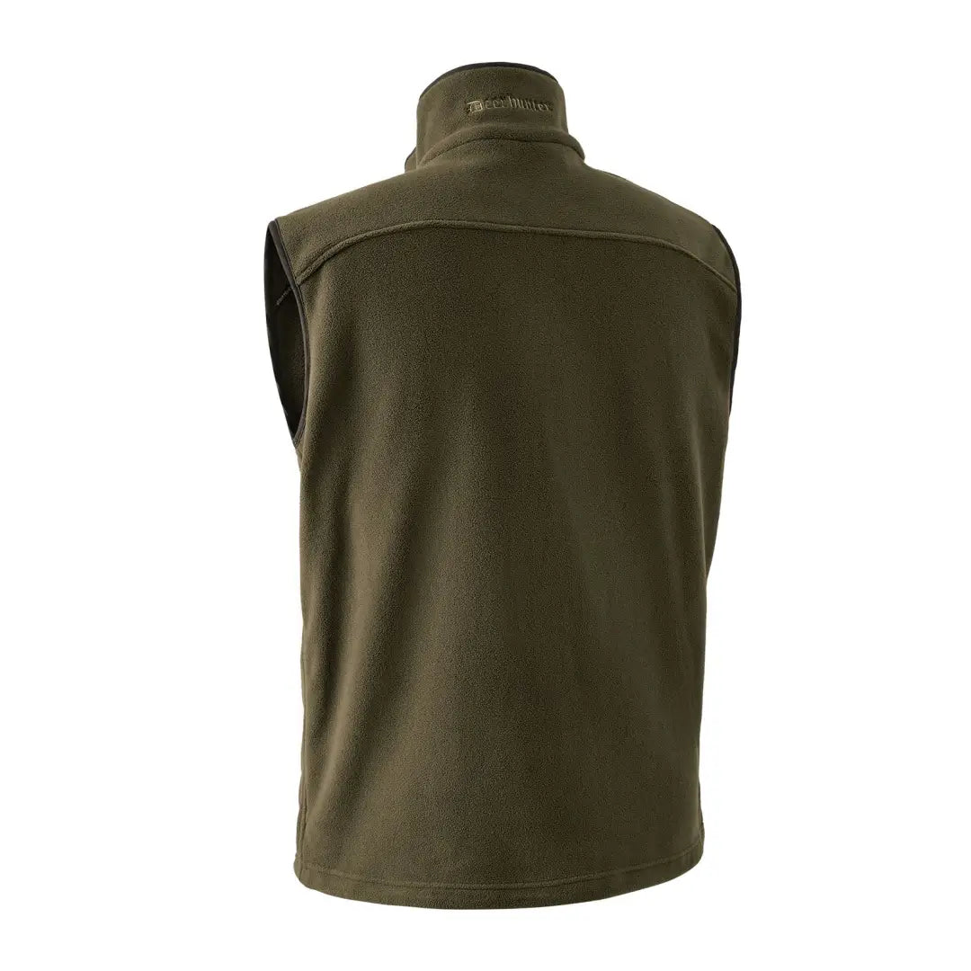 Olive green Deerhunter Eagle Fleece Waistcoat with high collar and zipper closure