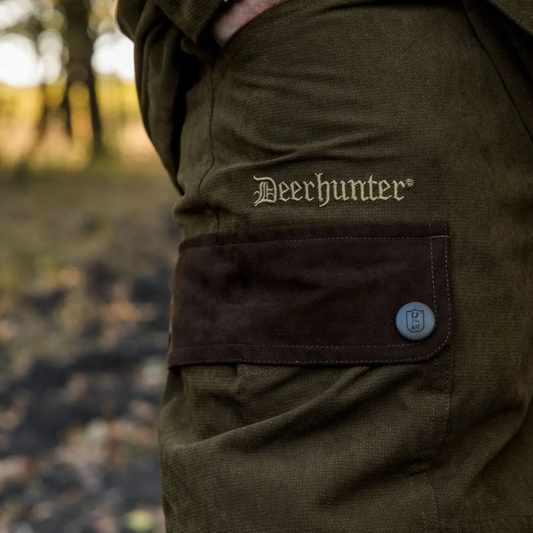 Deerhunter Eagle Trousers featuring embroidered logo on pocket, perfect country clothing for hunting