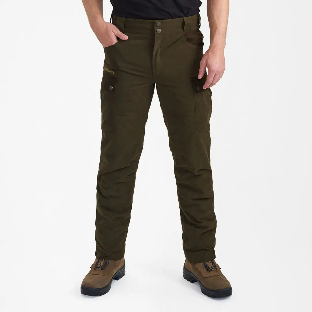 Dark green Deerhunter Eagle Trousers perfect for country clothing and hunting with pockets