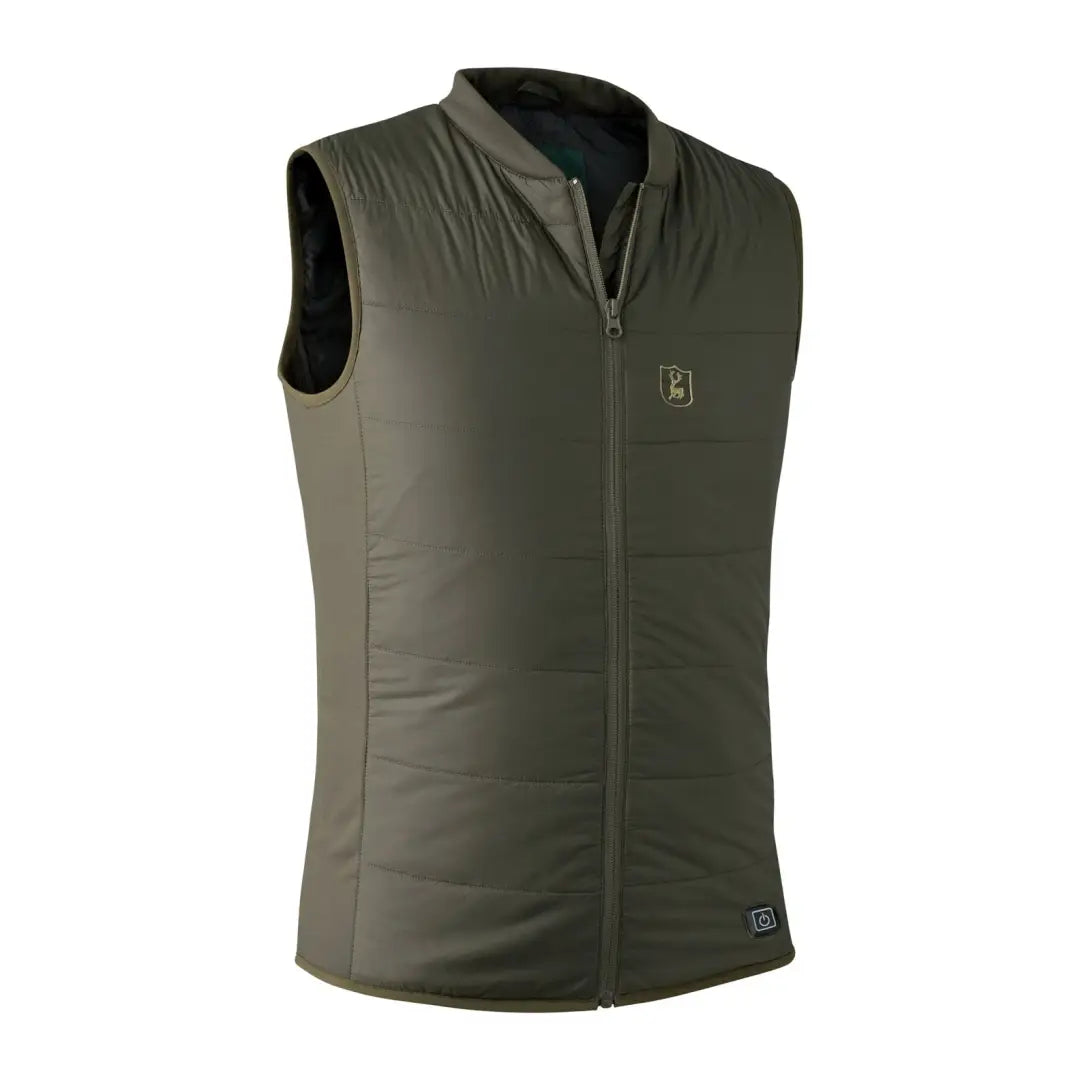 Olive green sleeveless zip-up vest, Deerhunter’s Heat for integrated warmth and style