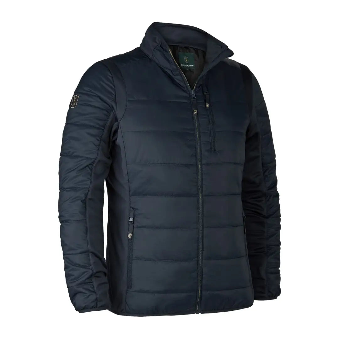 Navy blue Deerhunter Heat Padded Jacket with high collar and zippered pockets