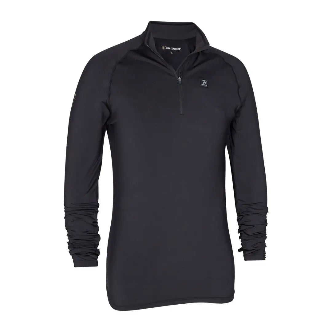 Black Deerhunter Heat Undershirt with Zip-Neck, a stylish heated base layer to provide added heat