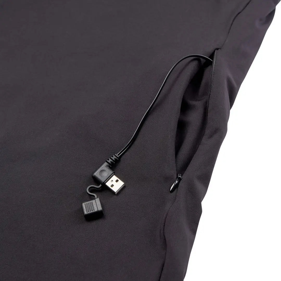 USB cable peeking from a pocket on the Deerhunter Heat Undershirt for added heat