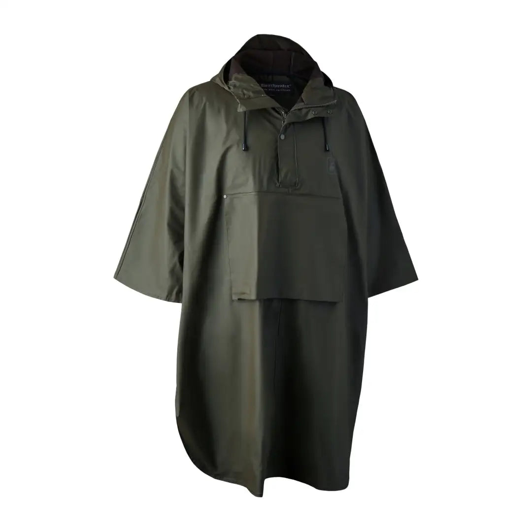 Olive green Deerhunter Hurricane Rain Poncho for high seat shooting and blind hunting