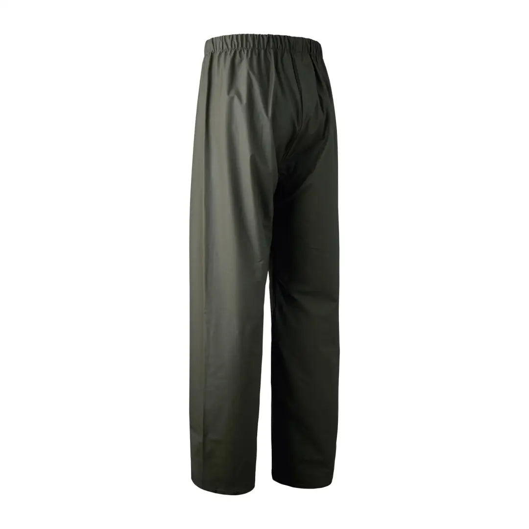 Dark green waterproof Deerhunter Hurricane Rain Trousers with elastic waistband