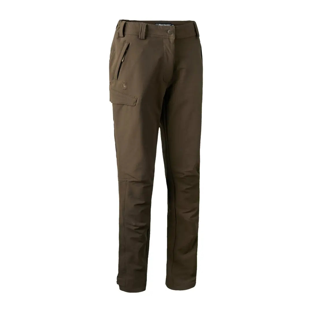 Dark brown Deerhunter Lady Ann Full Stretch Trousers with multiple pockets for outdoor use