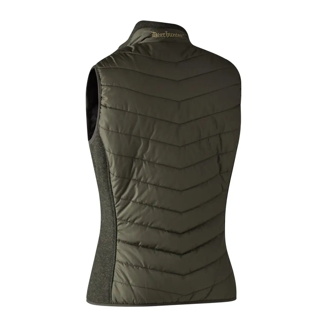 Dark green Lady Caroline Padded Waistcoat with chevron stitching and a high collar