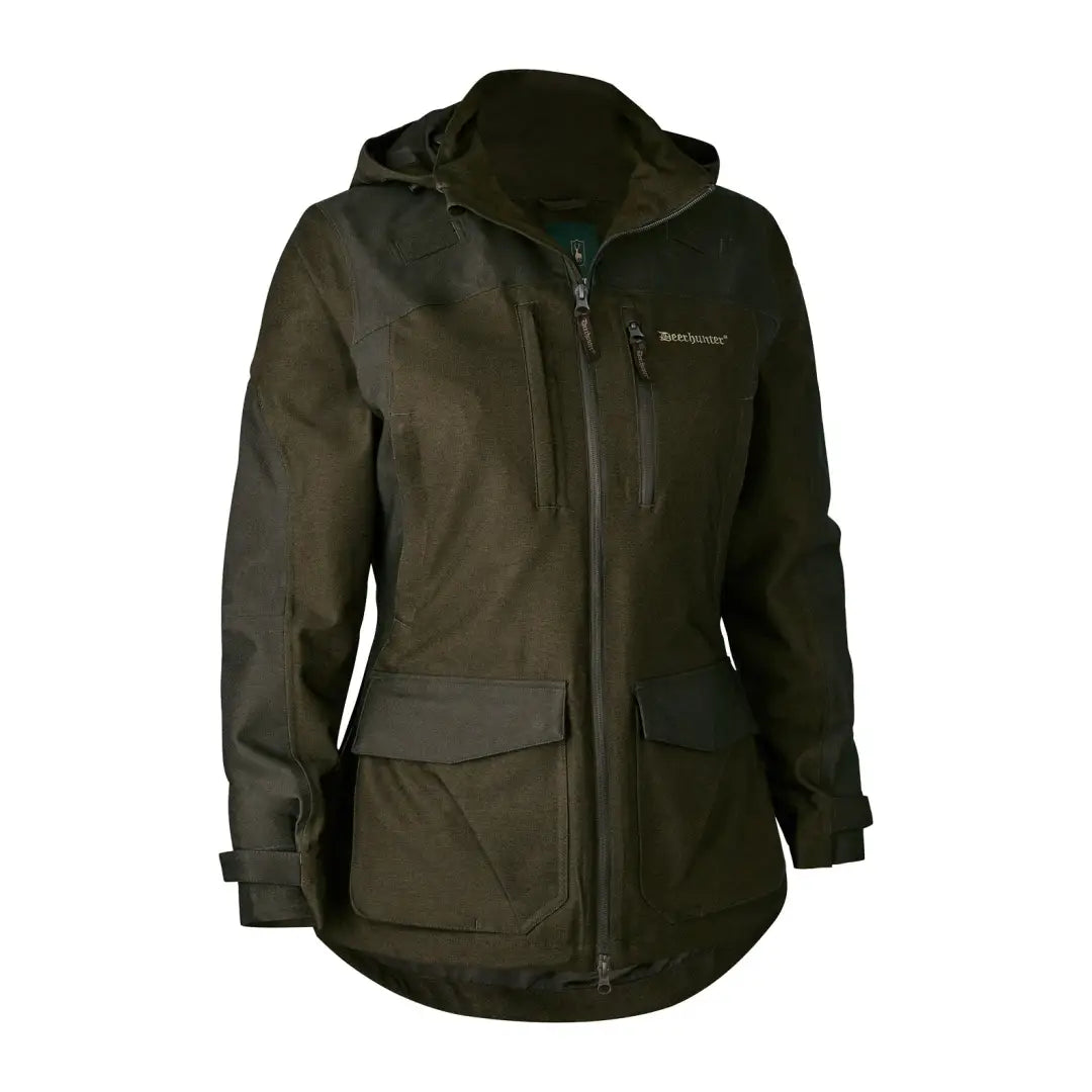 Dark green Deerhunter Lady Chasse Jacket with pockets and full-length zipper