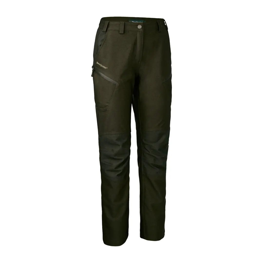 Dark green Lady Chasse Trousers with zippered pockets for outdoor adventures