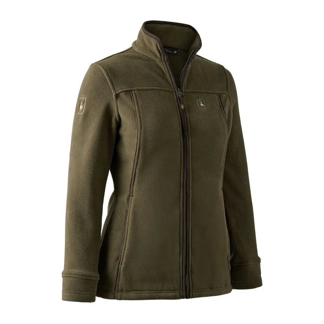 Olive green Deerhunter Lady Eagle Fleece Jacket with zipper and stand-up collar