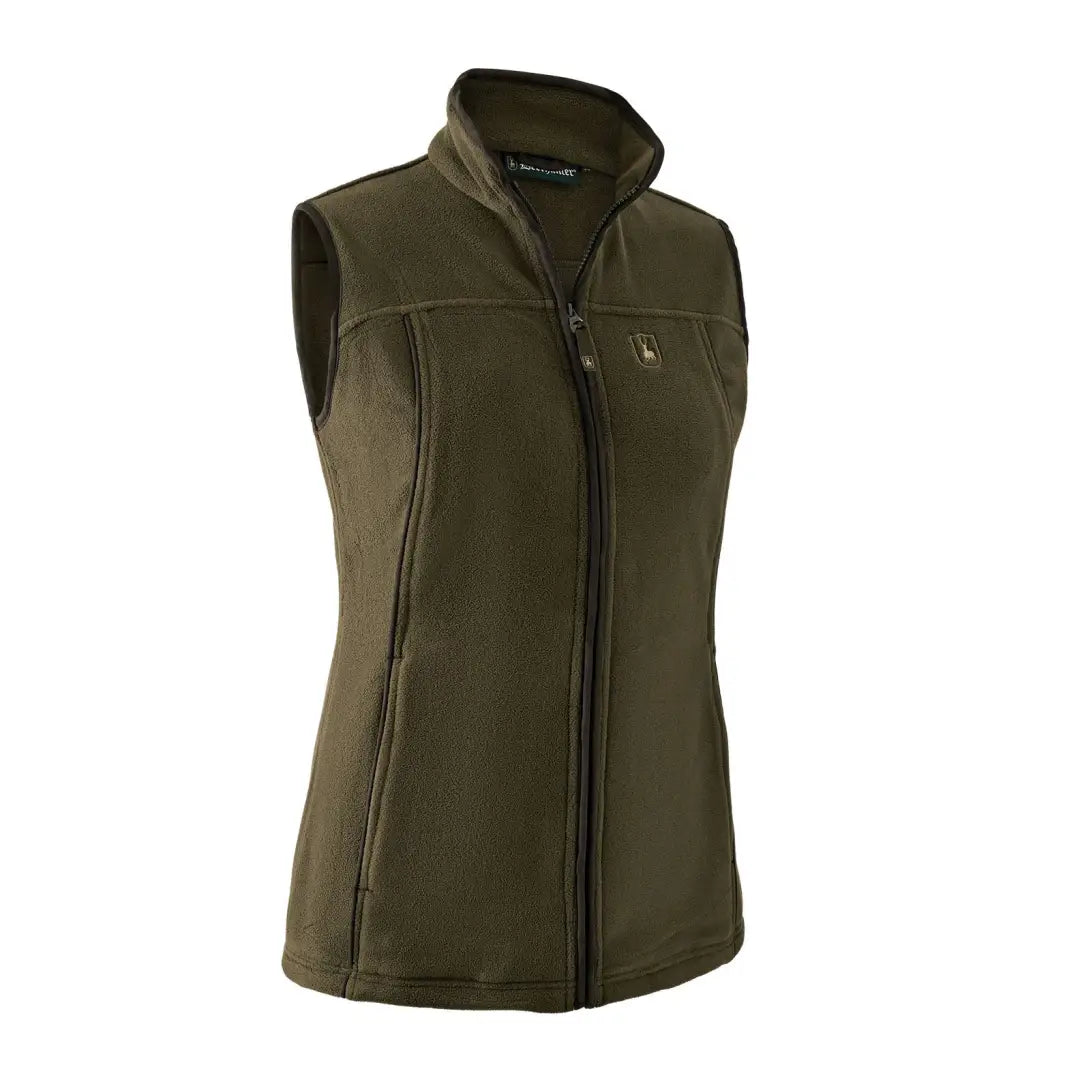 Olive green Deerhunter Lady Eagle Fleece Waistcoat with zipper and chest pocket