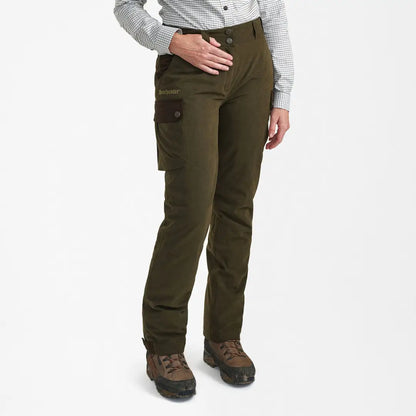 Olive green Lady Eagle Trousers with pockets, perfect for style and practicality