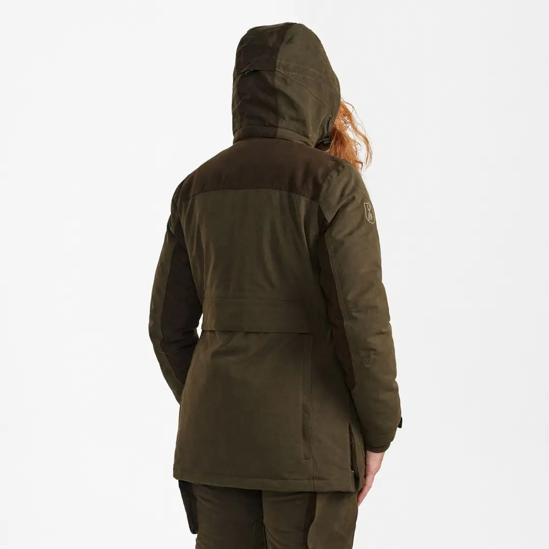 Back view of the dark green Deerhunter Lady Eagle Winter Jacket for stylish warmth