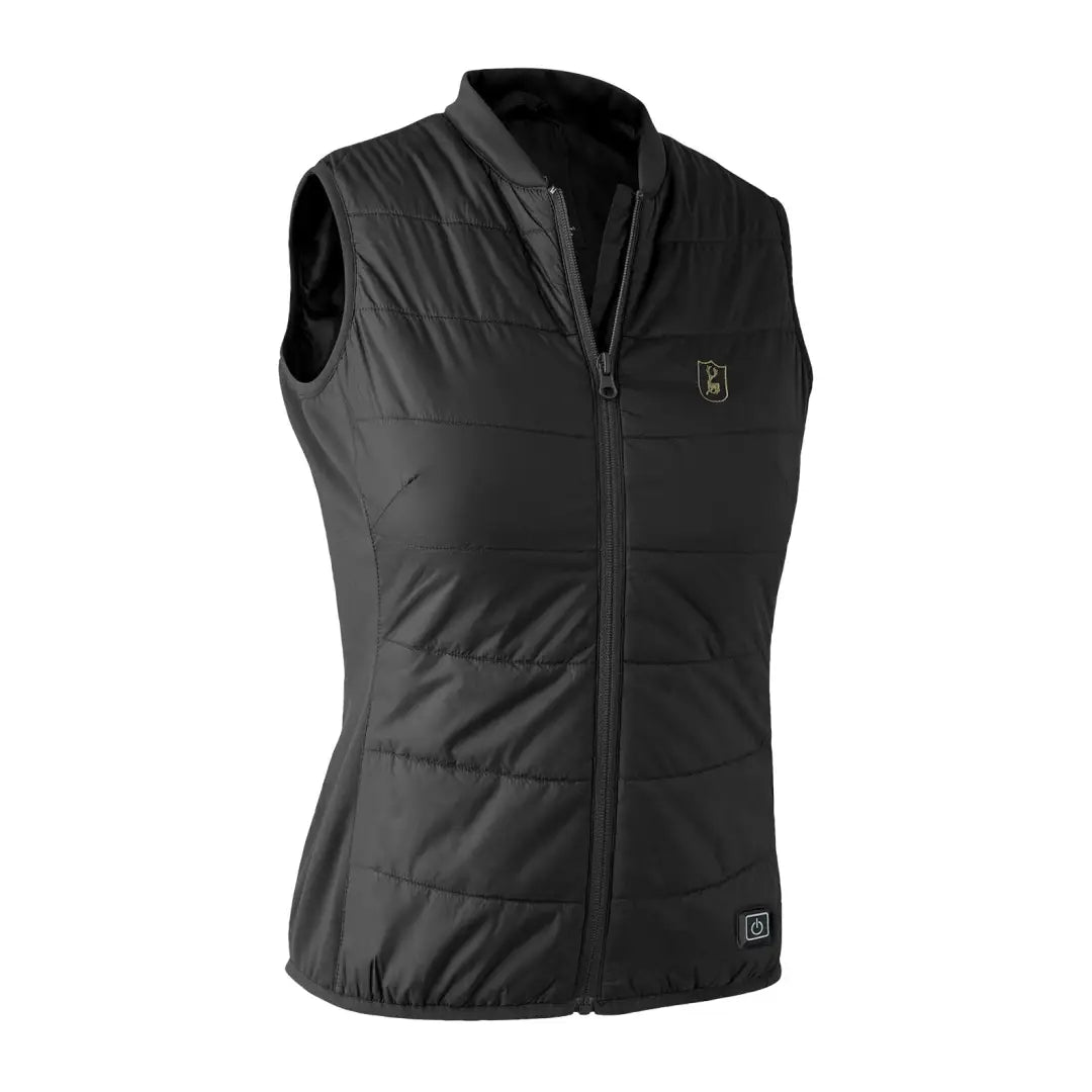 Black quilted sleeveless vest with zipper from Deerhunter’s Lady Heat collection