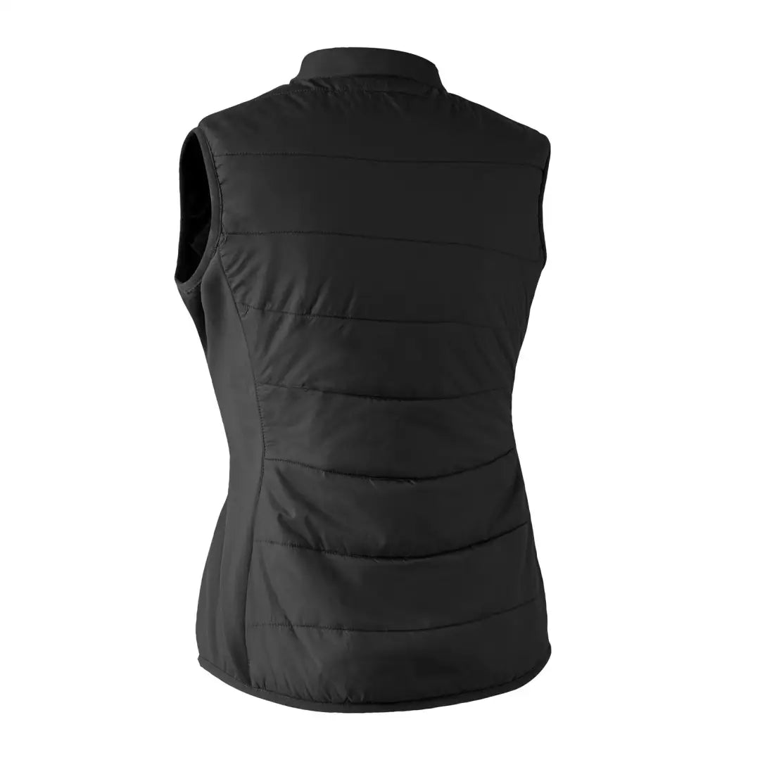 Black quilted sleeveless vest with a high collar from Deerhunter’s Lady Heat collection