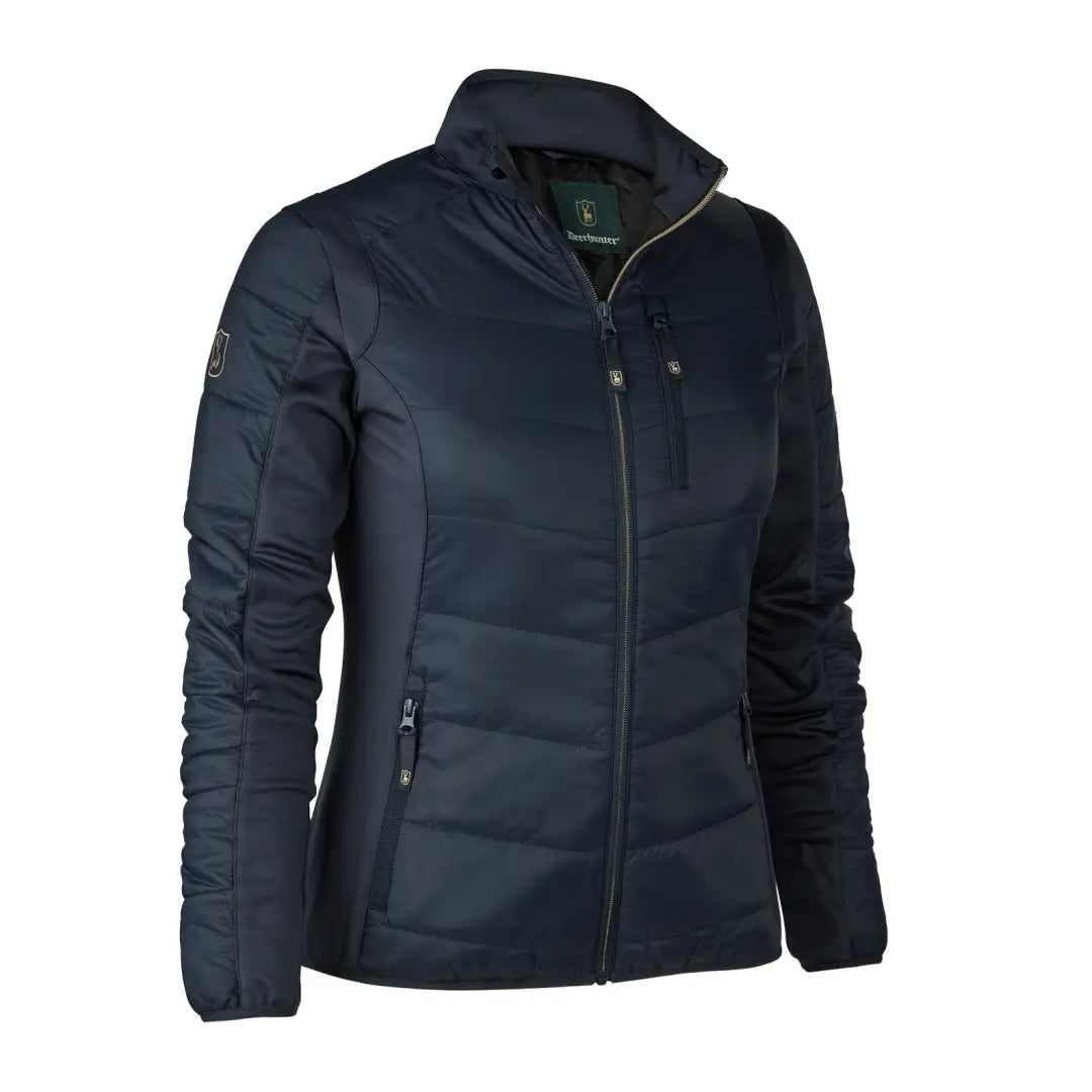 Navy blue Deerhunter Lady Heat Padded Jacket with full-length zipper and stand-up collar