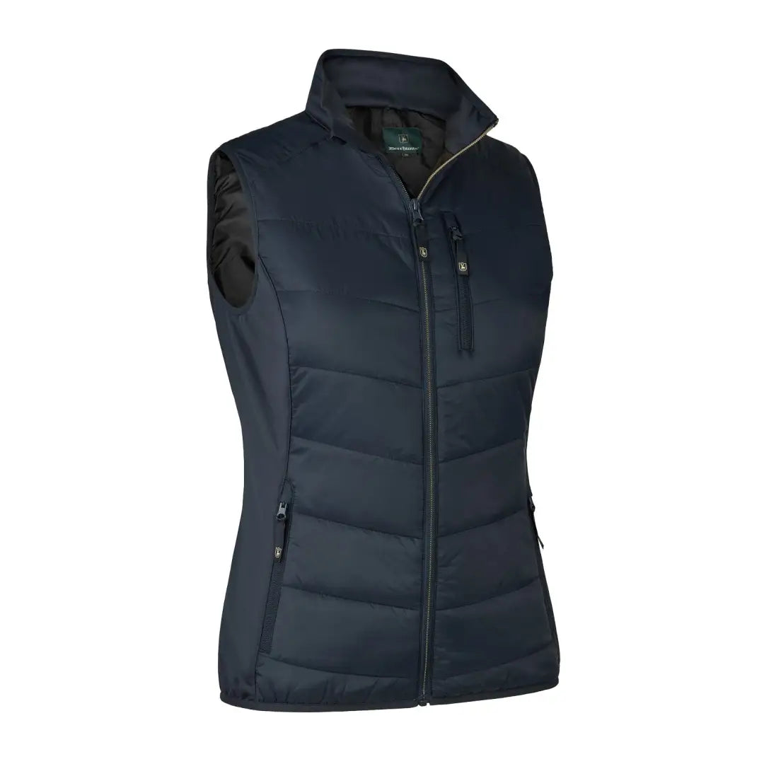 Navy blue Deerhunter heat padded vest with full zipper and pockets for warmth and style