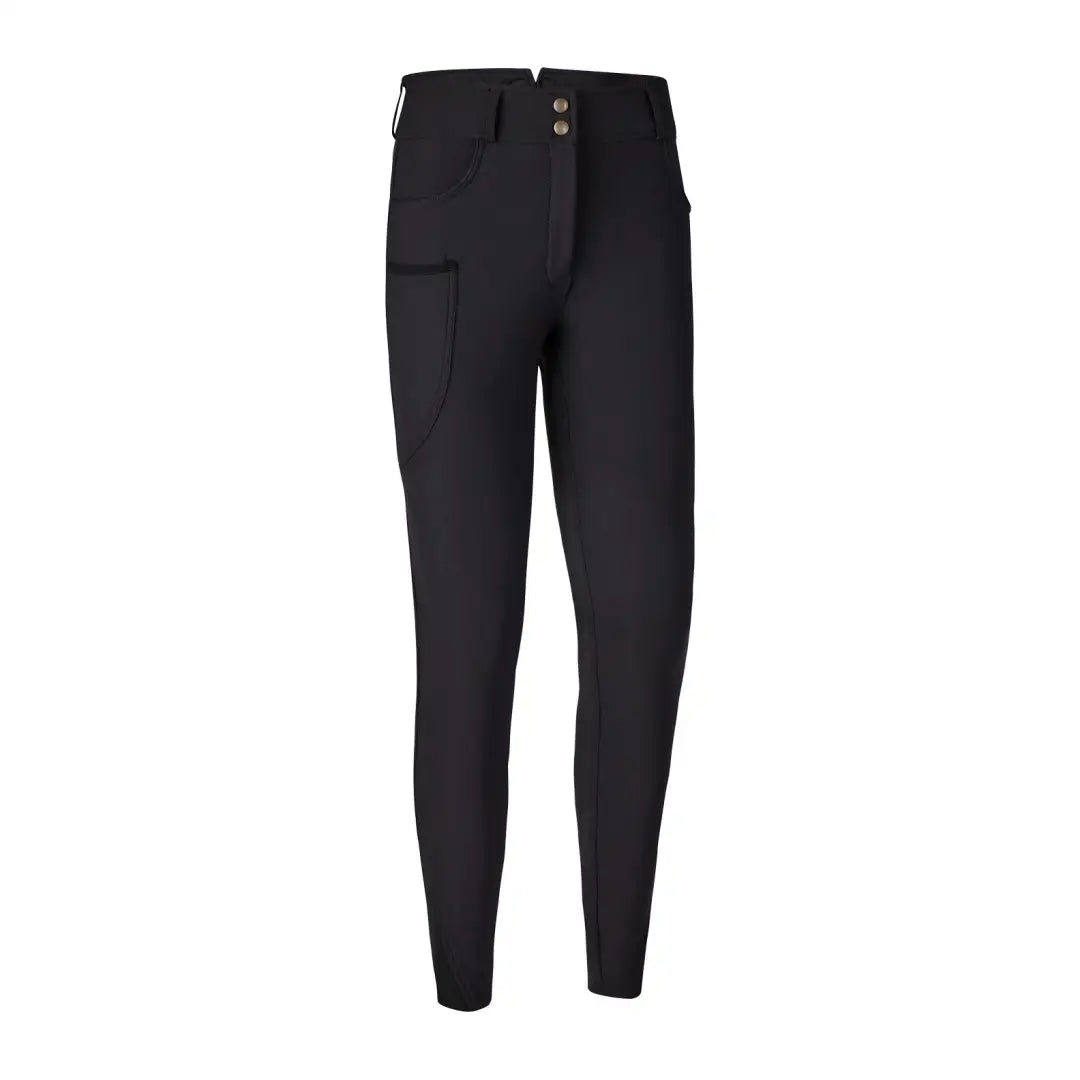 Black high-waisted skinny pants for women with pockets, perfect lady hunting tights