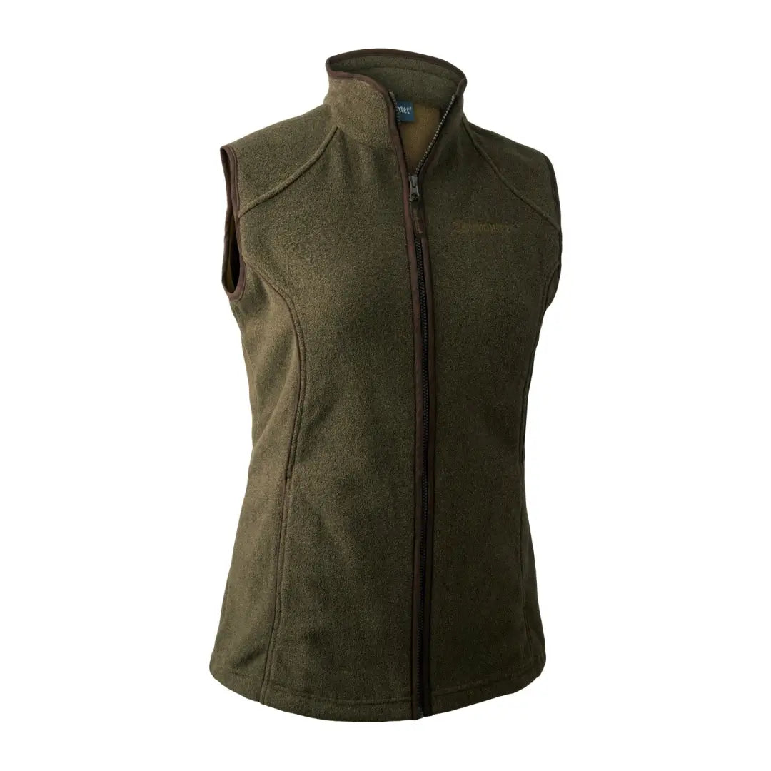 Olive green sleeveless fleece vest with zipper from Deerhunter Lady Josephine collection