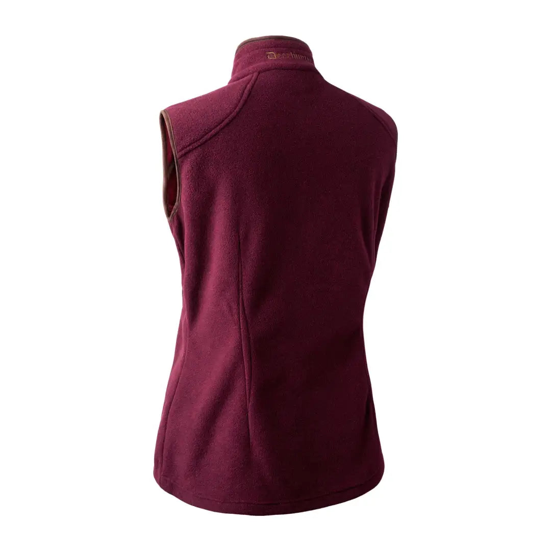 Burgundy sleeveless fleece vest with a high collar from Deerhunter Lady Josephine