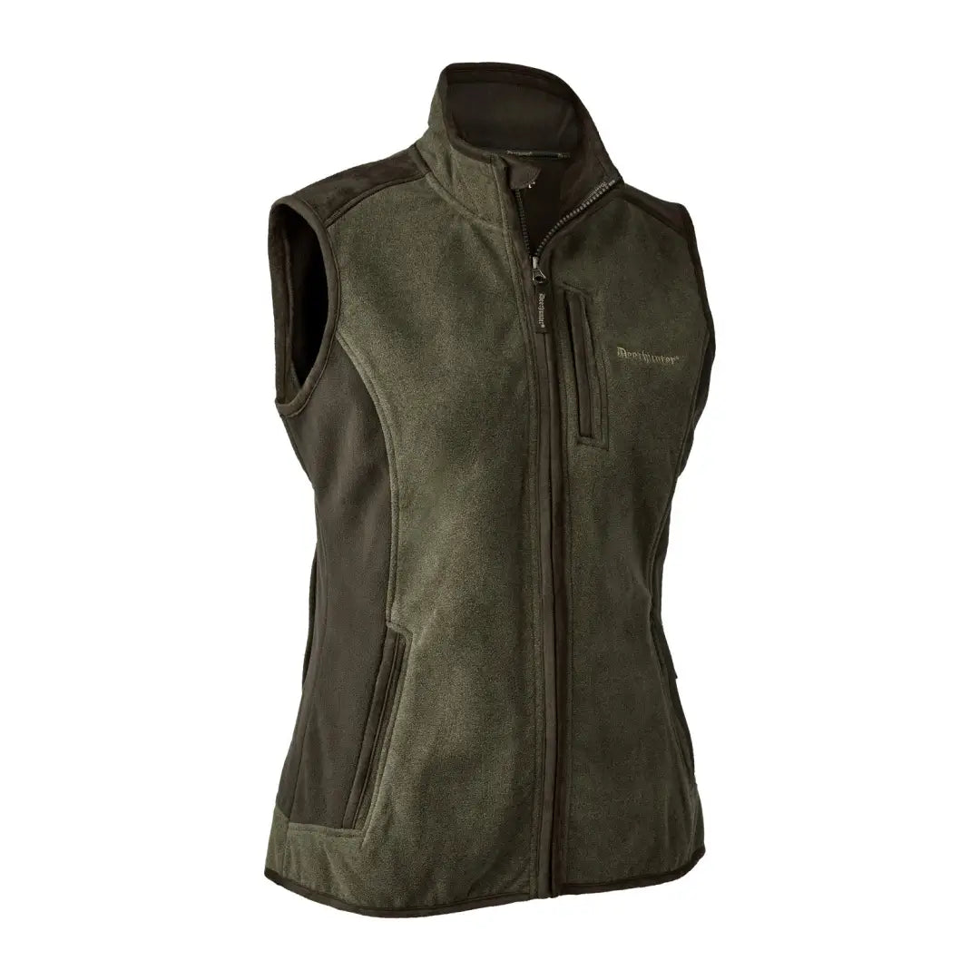 Dark green Deerhunter Lady Pam Bonded Fleece Waistcoat with zipper and chest pocket