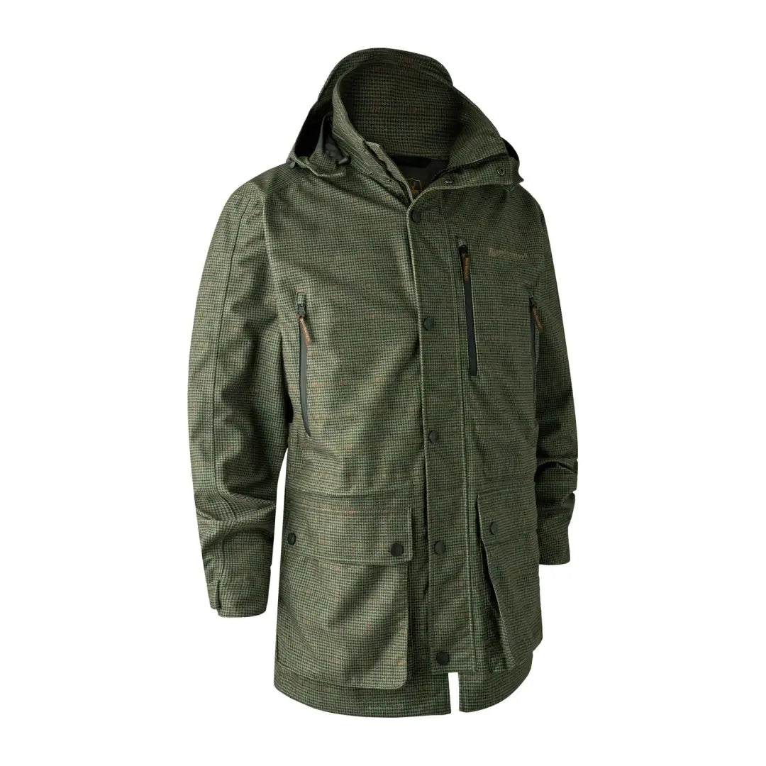 Green hooded Deerhunter Men’s PRO Gamekeeper Hunting Jacket with deer-tex® performance shell