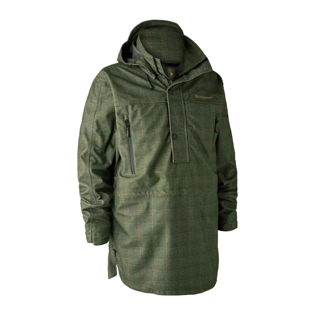 Green hooded outdoor jacket with long waterproof zipper from Deerhunter PRO Gamekeeper