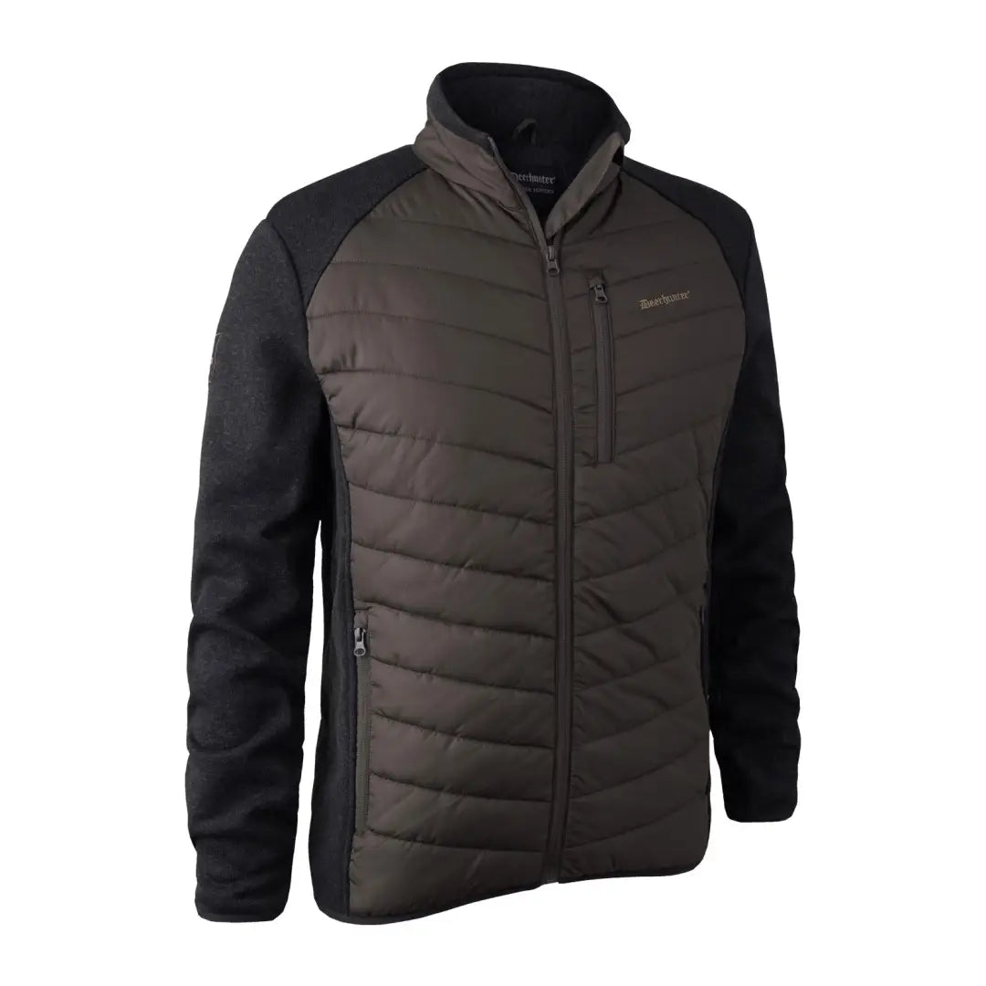 Quilted Deerhunter Moor Padded Jacket with dark body and black knitted sleeves