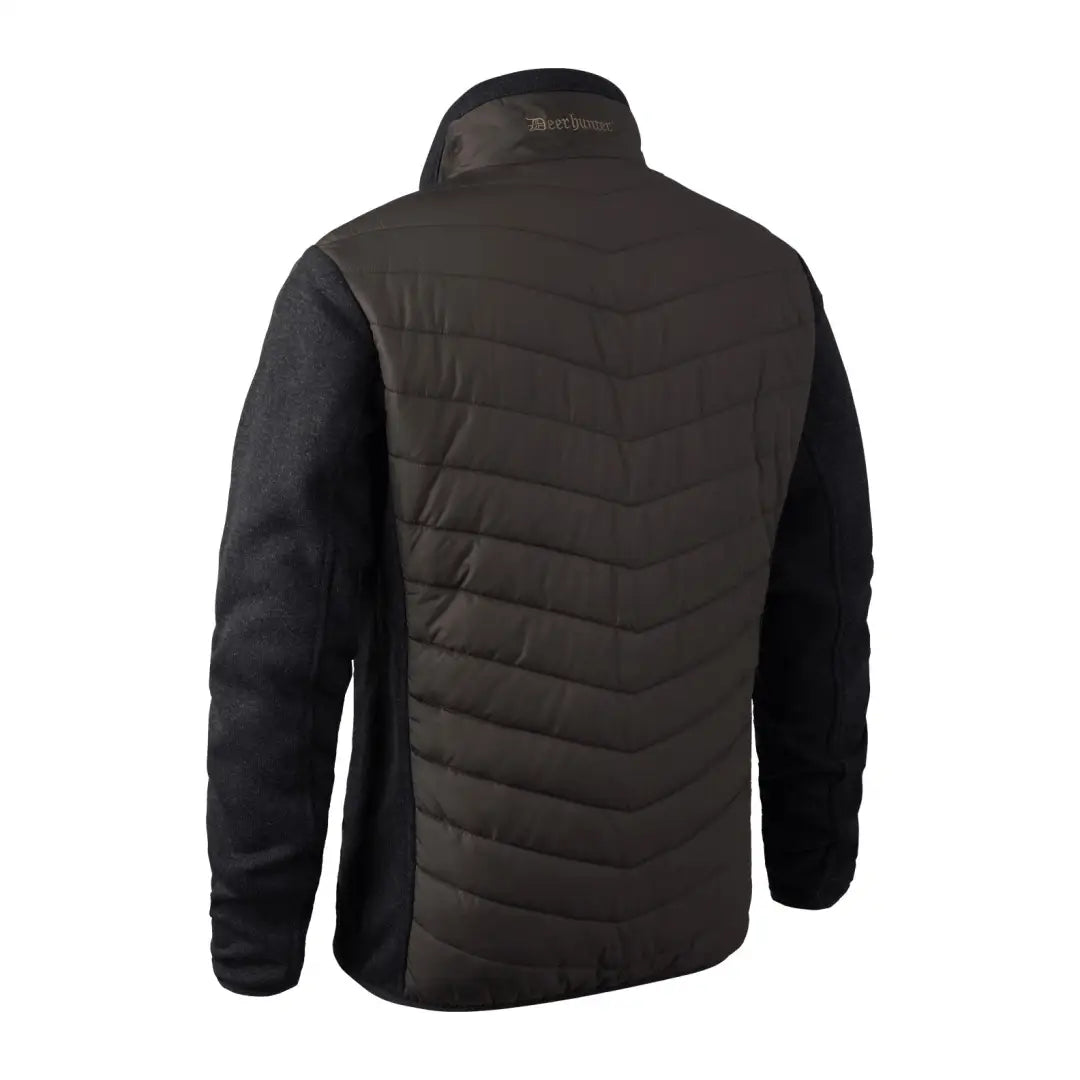 Black quilted Deerhunter Moor Padded Jacket with high collar and stylish side panels