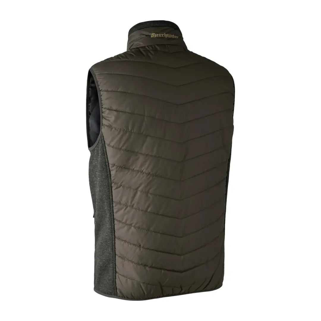 Dark green quilted Deerhunter Moor padded outdoor vest with high collar