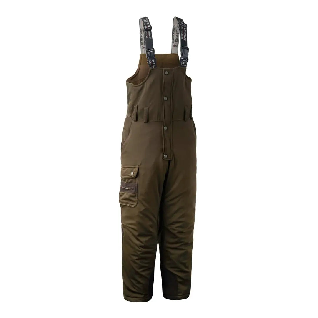 Olive green Deerhunter Muflon Bib Trousers with pockets and adjustable straps