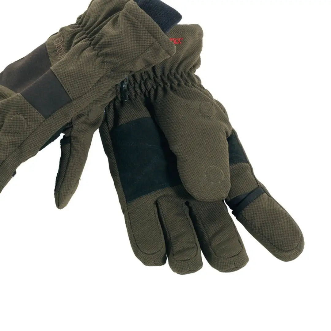 Olive green Deerhunter Muflon Winter Gloves with stylish black accents