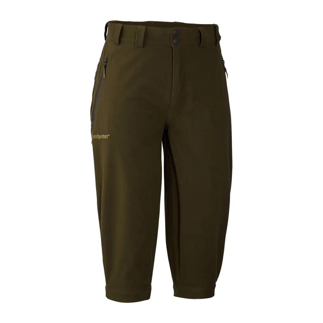 Olive green Deerhunter Pro Gamekeeper Breeks with pockets and belt loops for outdoor fun