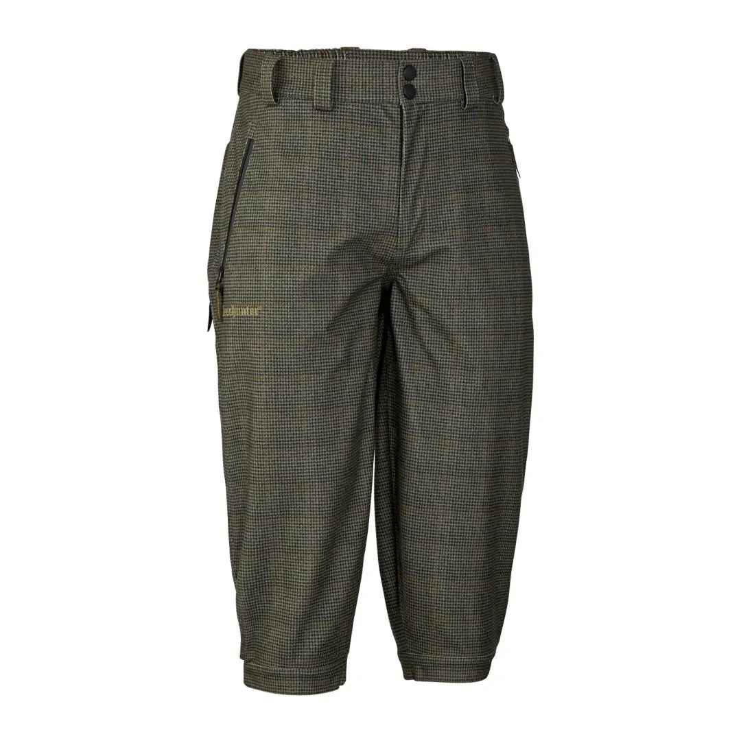 Olive green Deerhunter Pro Gamekeeper Breeks with a checkered pattern for stylish comfort