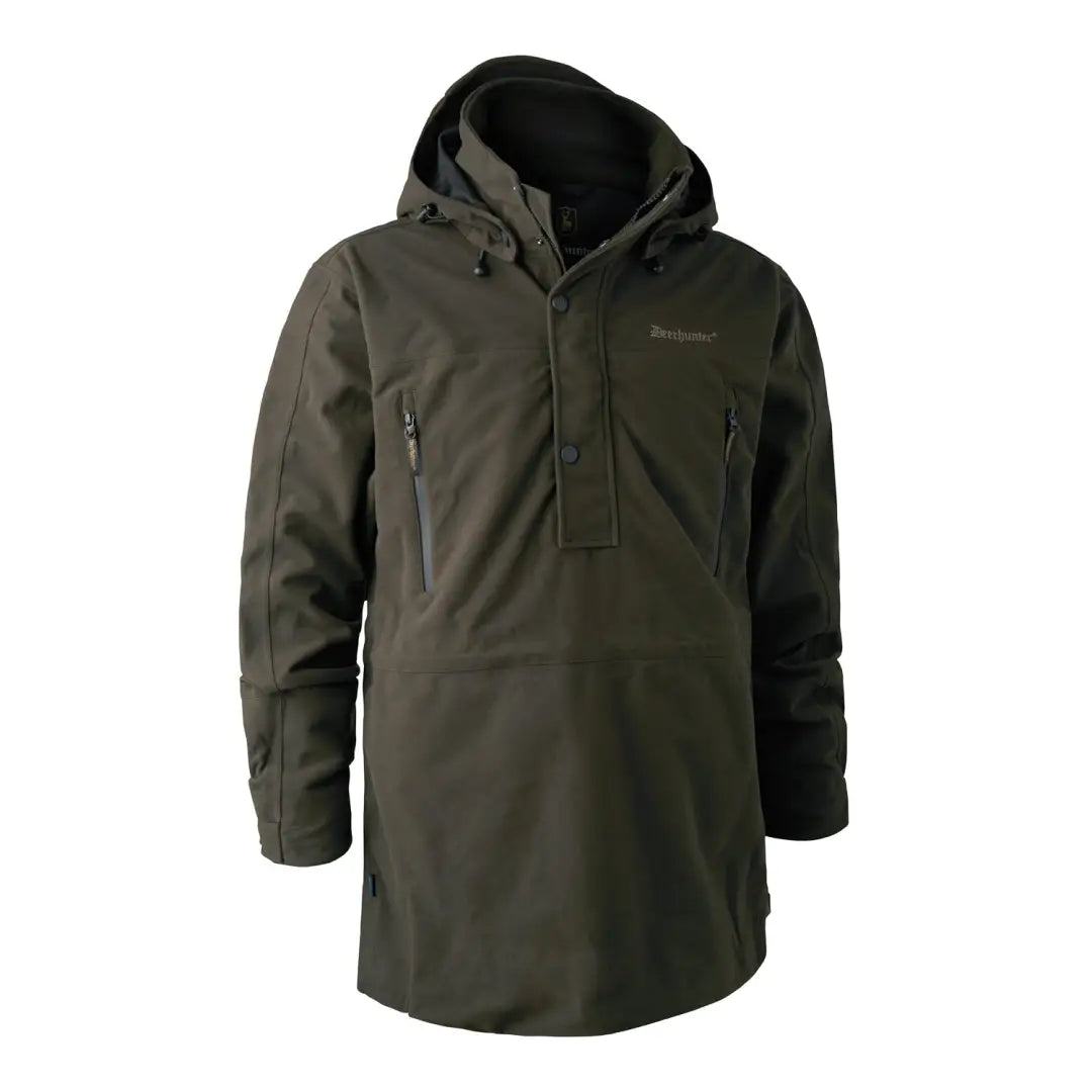 Dark green Deerhunter PRO Gamekeeper Smock with zippered pockets and cozy hood