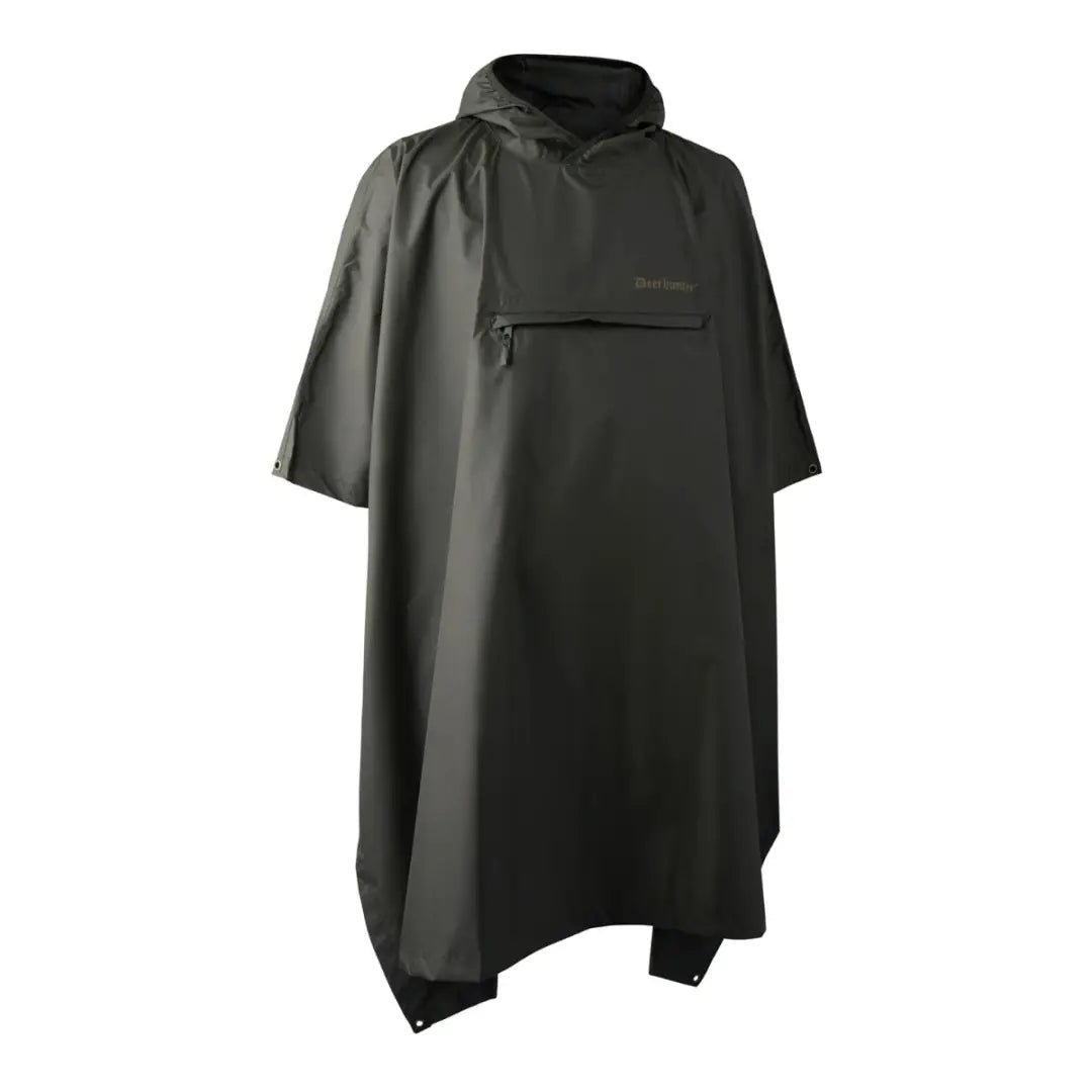 Dark green Deerhunter Survivor Rain Poncho with hood and pocket for ultimate protection