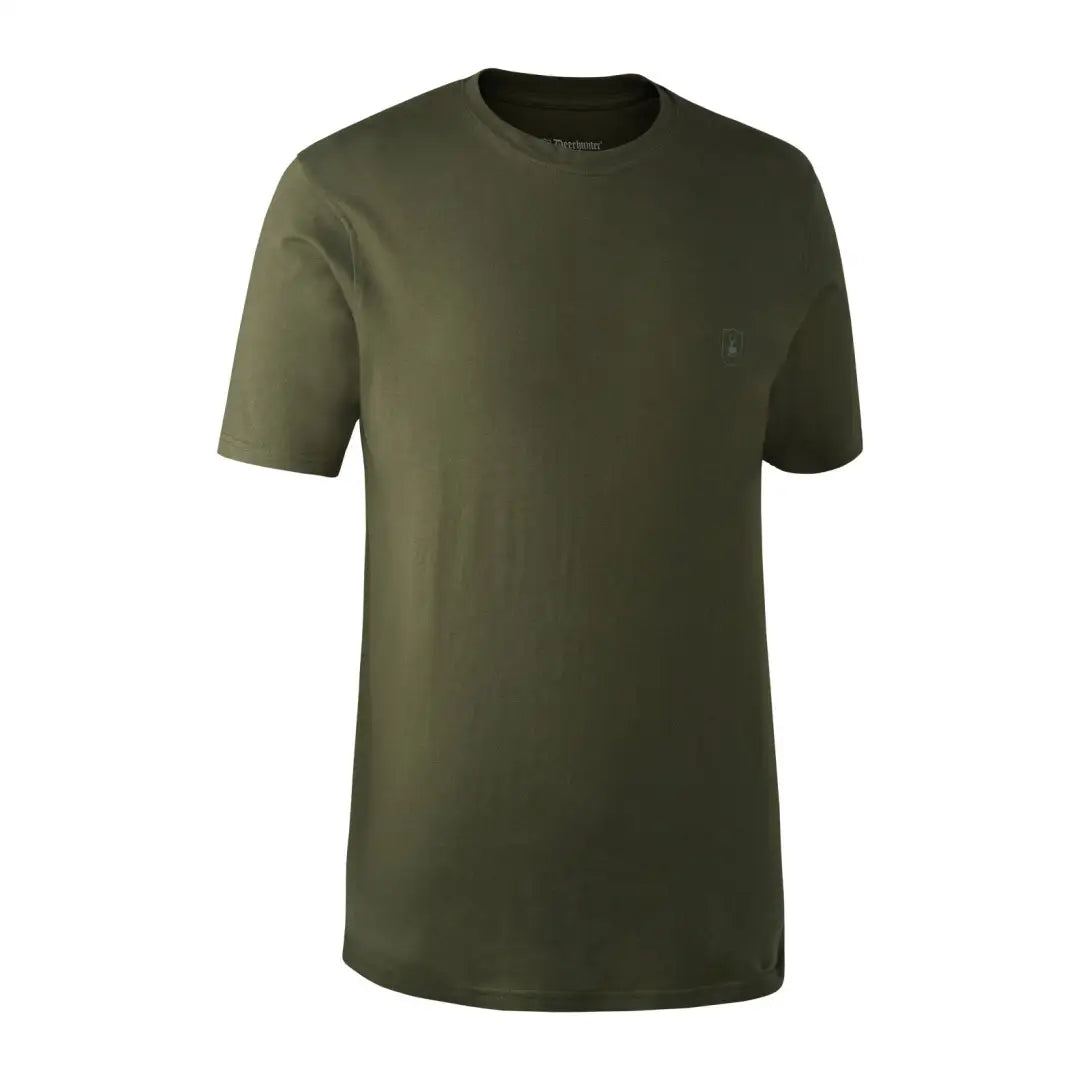 Olive green short-sleeved t-shirt from Deerhunter, perfect for country clothing and outdoors