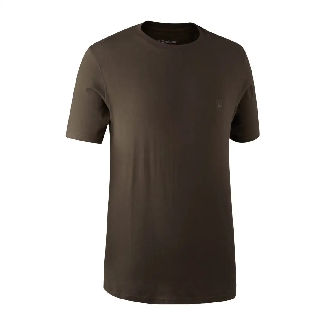 Dark brown short-sleeved crew neck t-shirt from Deerhunter for hunting and outdoor fun