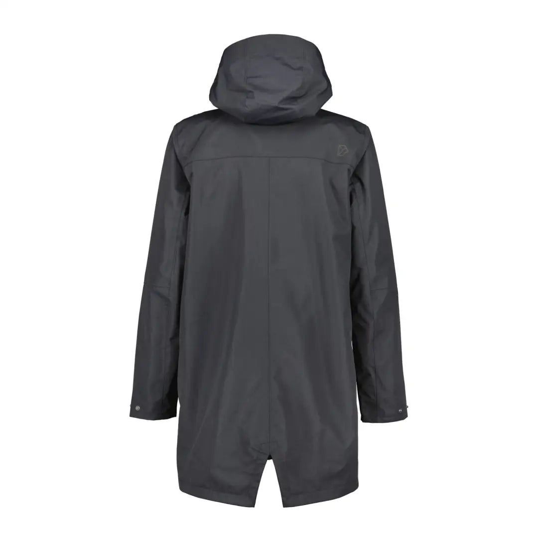 Dark gray Didriksons Andreas Parka with a stylish split back hem for rainy days