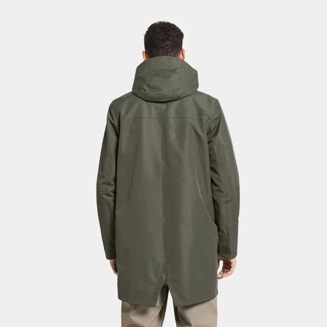 Back view of the Olive Green Didriksons Andreas Parka hooded jacket