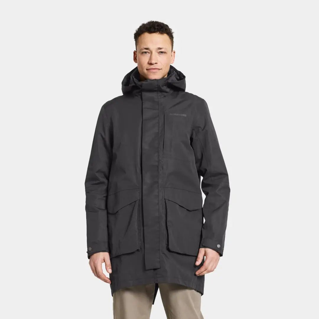 Dark gray Andreas Parka perfect for nordic weather with multiple pockets for country clothing