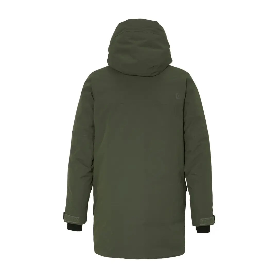 Dark green Didriksons Drew Parka 8 with hood and long sleeves for chilly weather